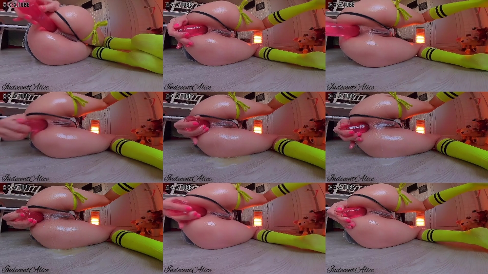 Watch Indecent Alice's Huge Dildo Anal Play
