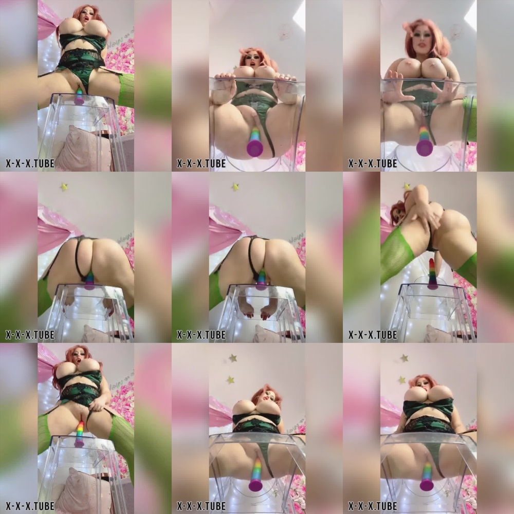 Lulublue X Glass Chair Milf Rides Her Dildo