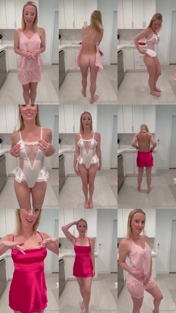 Vicky Stark's Silky Nightgown Try-On Session