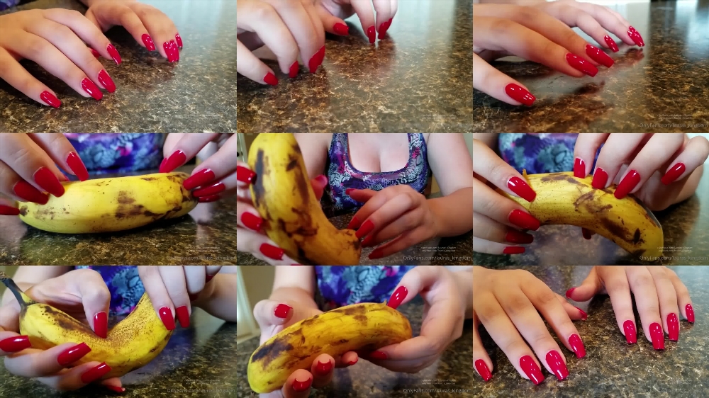 Watch LaLaLaura's OnlyFans Video: Bright Red Nails vs a Banana