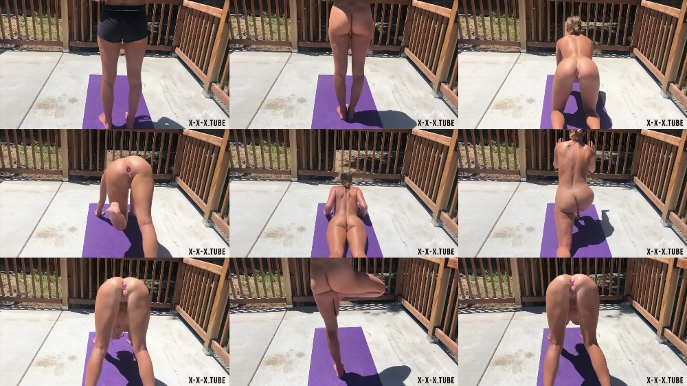 Greydesire's Nude Yoga with Butt Plug in Backyard Video
