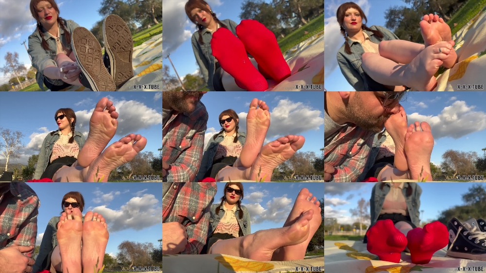 Watch Faewilde's Stinky Soles Sniffing in a Public Park - Adult Video