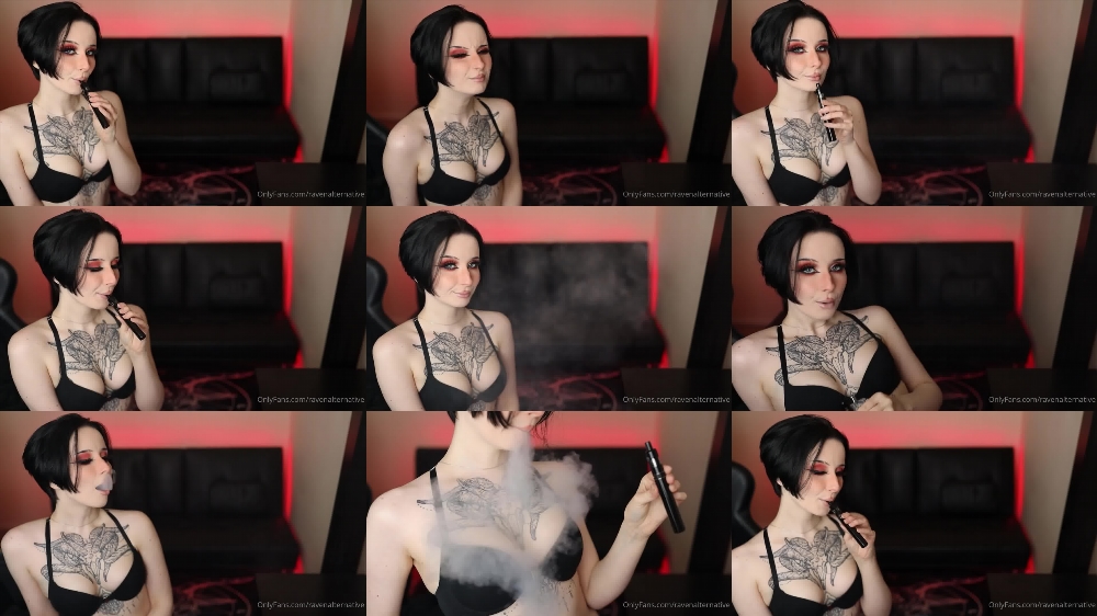 Vaping in Lingerie Video of Raven Alternative - OnlyFans