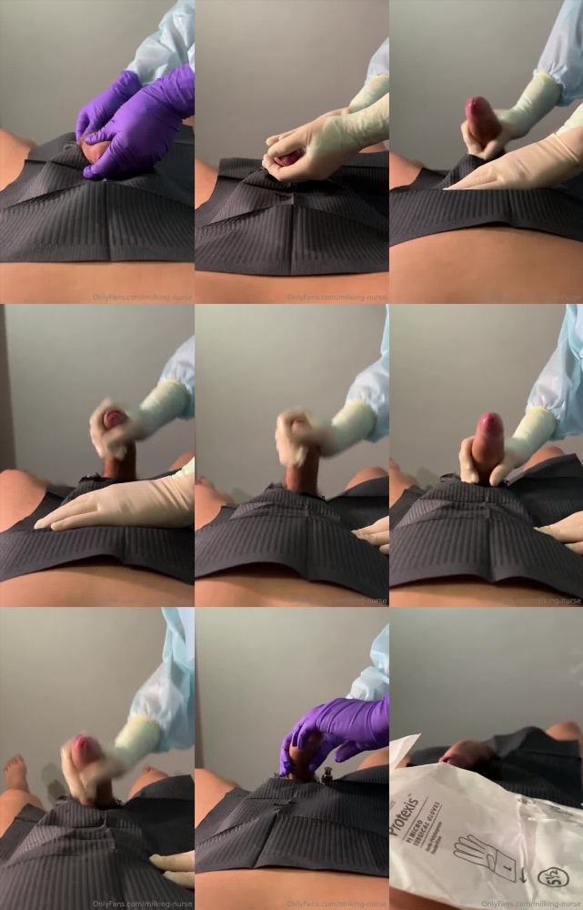 Milking-Nurse OnlyFans Video - Purple Nitrile Gloves and Gown