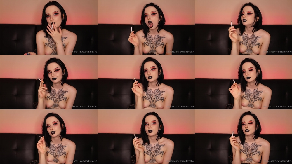 Raven Alternative - OnlyFans Video - Deep inhales, tricks, and ash eating video
