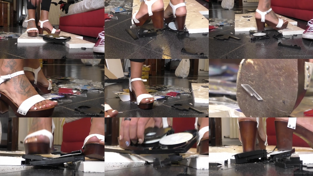 Italian Girlfriend's Unique Cd Case Smashing in Wooden Platform Shoes Video