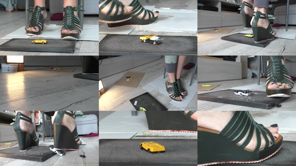 Italian Girlfriend's Playful Toy Car Adventure