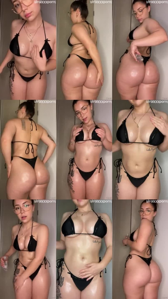 Lilith Cavalier's Sensual Oiled-Up Bikini Tease