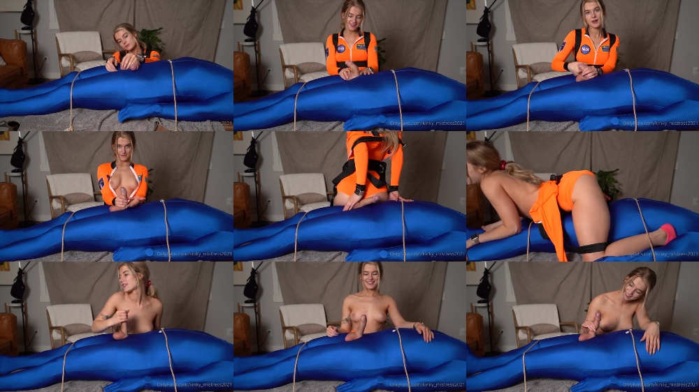 Kinky Mistress in NASA Suit Gives Handjob
