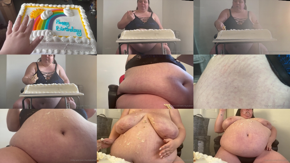 Curvy Babe Chunkybabee Enjoying a Whole Cake