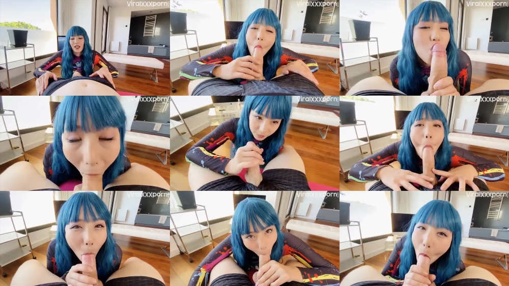 Blue-Haired Porn Sensation Obokozu Sucks A Cock, POV-Style