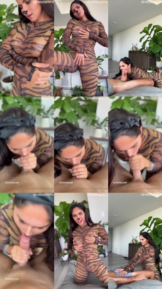 Aspen Rae's Leopard Print Blowjob Video