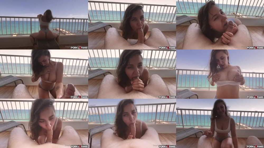 XoHannaJoy Gives a Blowjob On The Balcony